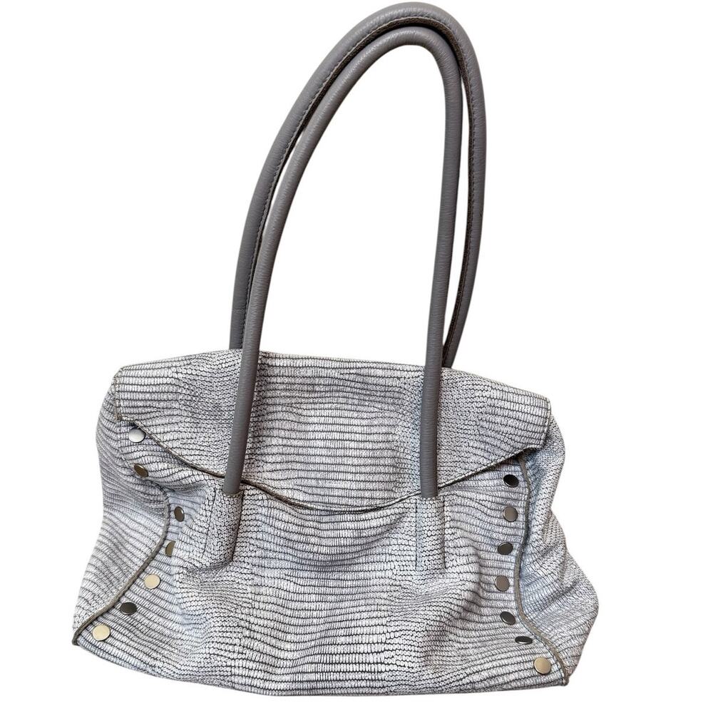 HAMMMITT Gray Snakeskin Slouchy Shoulder Bag